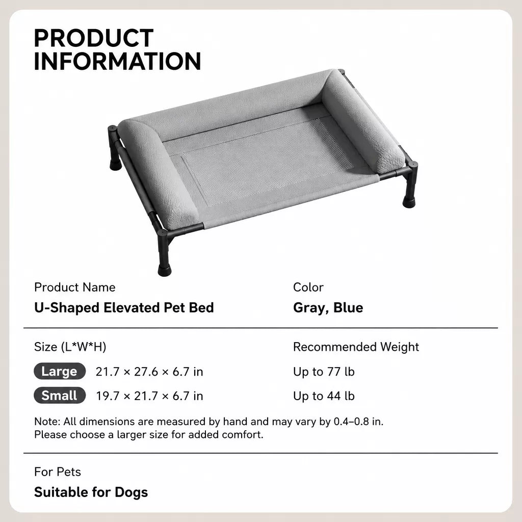 Elevated Faux Leather Dog Bed with Three-Sided Design
