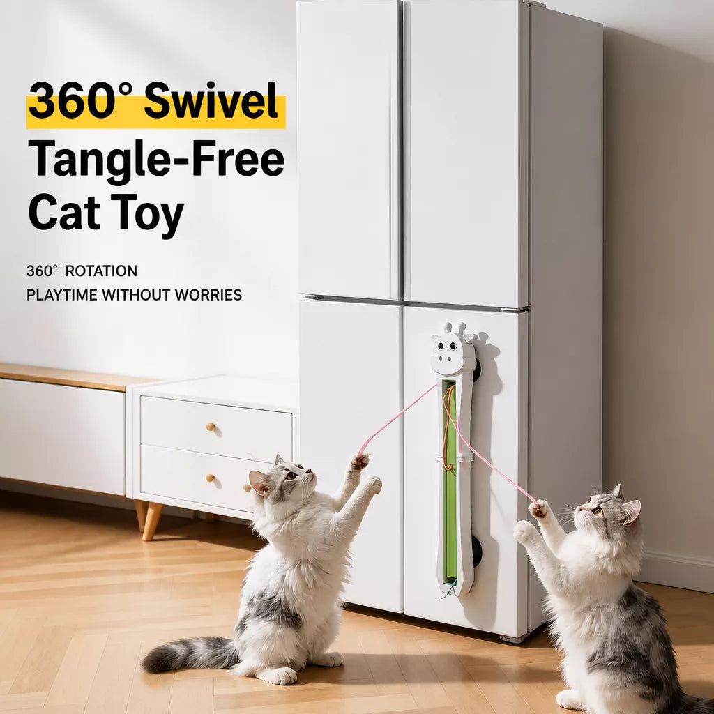 Automatic Wall-Mounted Cat Teaser Toy with Interactive Rope