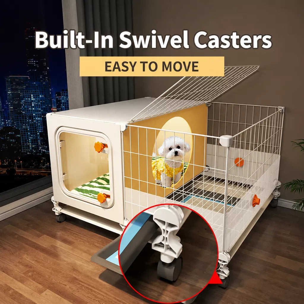 Small Dog Crate with Separate Rest and Potty Areas