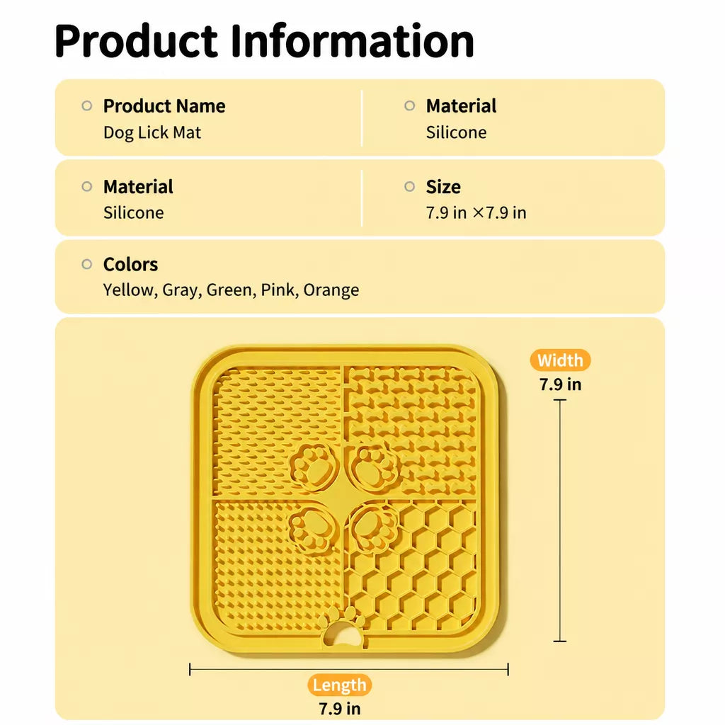 4-Section Silicone Lick Mat for Dogs, 7.9 × 7.9 in