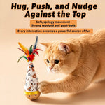 Beechwood Wobble Cat Toys with Feather and Twist Designs