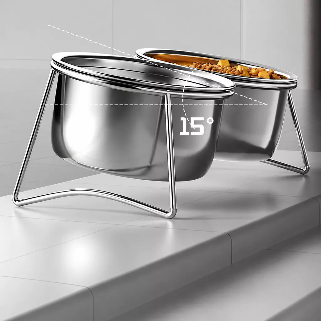 Elevated Stainless Steel Pet Bowl Stand for Dogs and Cats
