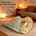 Cat Crinkle Tunnel Toy with Rabbit or Bear Hideaway Bag