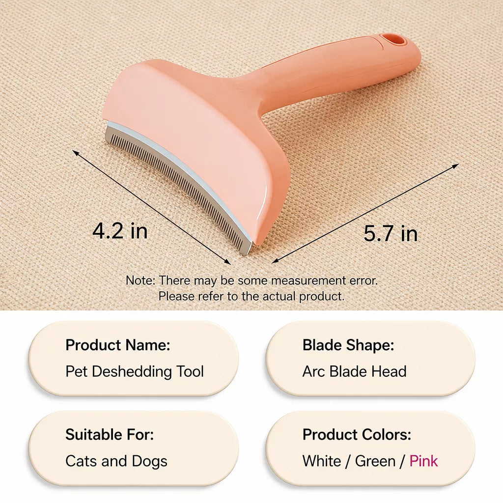 Curved Pet Deshedding and Detangling Comb for Dogs and Cats