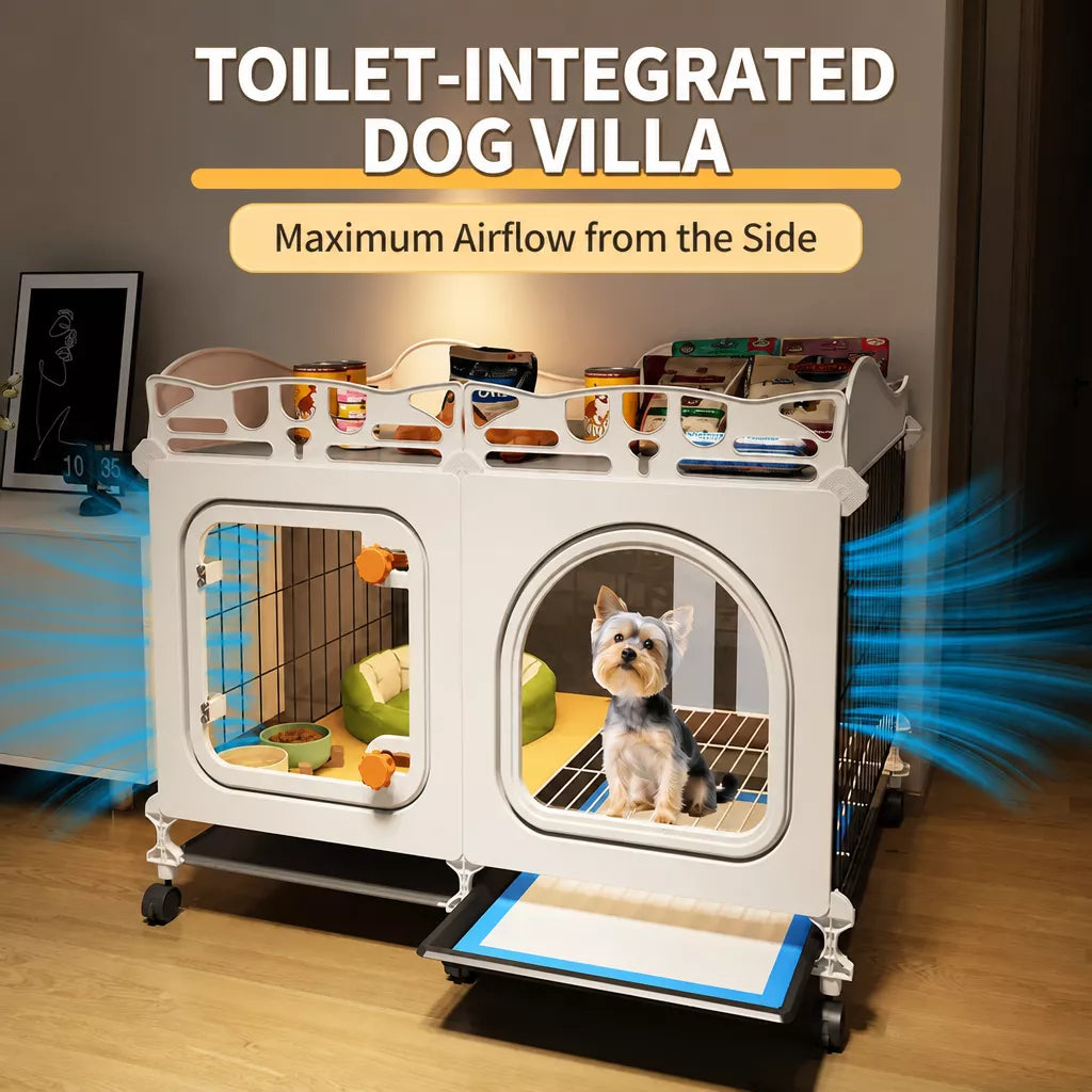 Dog Crate with Separate Toilet Tray