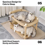 Two-Tier Wooden Cat Bed with Sisal Scratching Mat