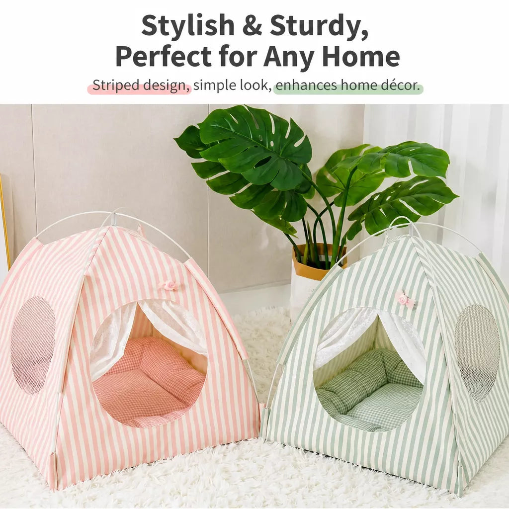 Indoor Cat & Dog Tent Bed with Removable, Washable Cushion