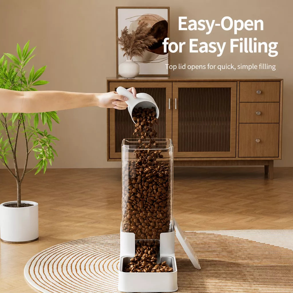 Automatic Pet Feeder & Water Dispenser with Dual Bowls
