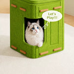 4-Tier Cat Tree with Enclosed House and Scratching Board