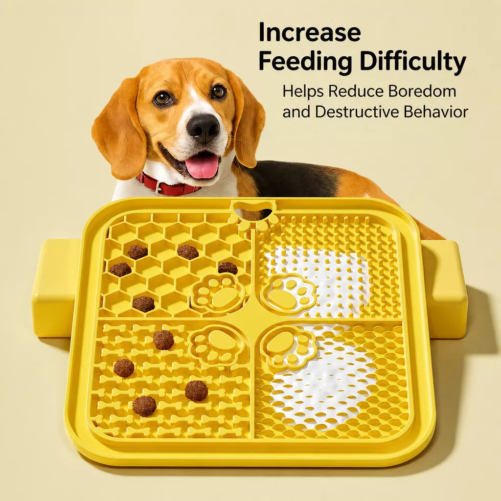 4-Section Silicone Lick Mat for Dogs, 7.9 × 7.9 in
