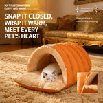 Enclosed Plush Pet Bed for Cats and Small Dogs