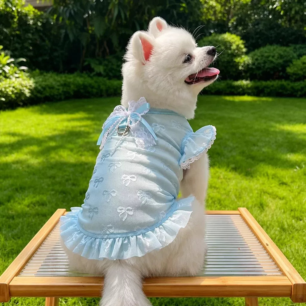 Lightweight Mesh Bow Pet Shirt for Dogs and Cats