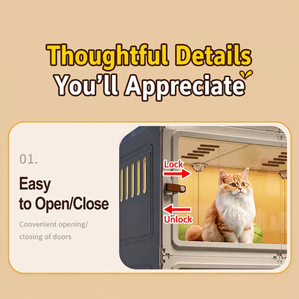 Indoor Cat Enclosure with Integrated Litter Area