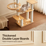 Solid Wood Cat Tree with Scratching Post and Hideaway