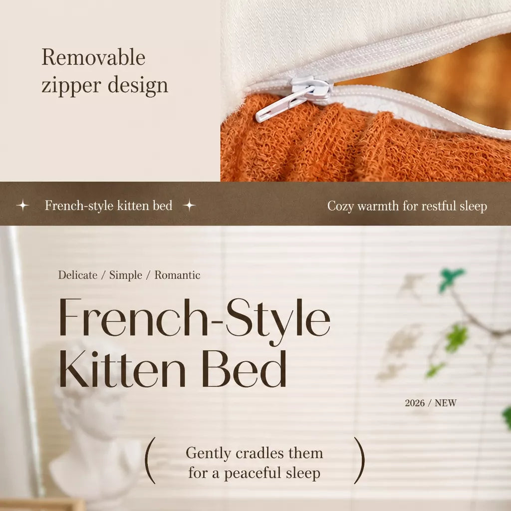 French-Style Cat Bed with Rocking Cradle Base