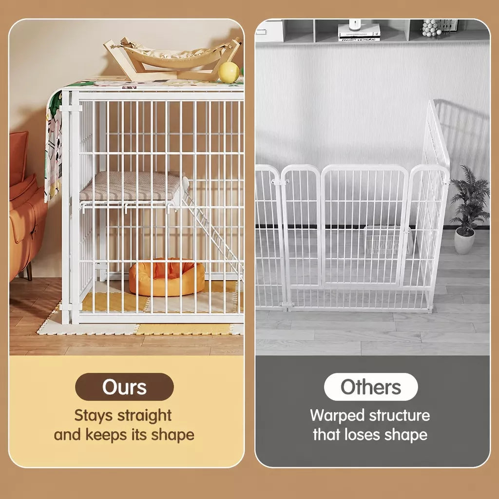 Indoor Metal Pet Playpen with Door and Roof for Cats & Small Dogs