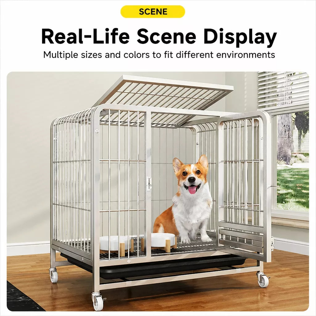 Reinforced Iron Dog Crate with Toilet Tray