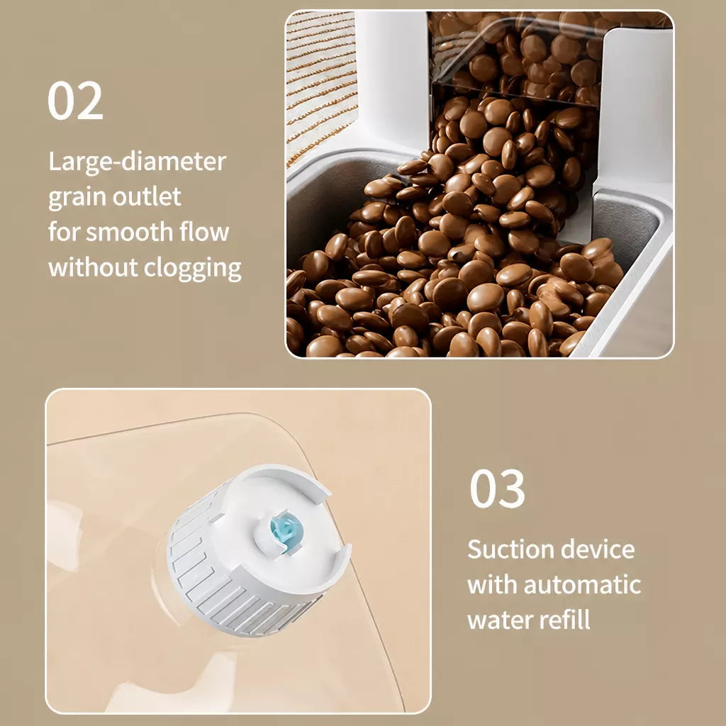 Automatic Pet Feeder & Water Dispenser with Dual Bowls