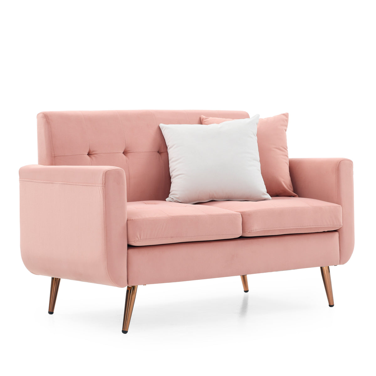 Loveseat Sofa, Mid Century Modern Decor Love Seat Couches for Living Room, Button Tufted Upholstered Small Couch for Bedroom, Solid and Easy to Install Love Seats Furniture,Pink W487P189546-djyc