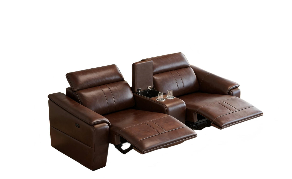 3-Piece Modular Leather Sofa with 2 Cup Holders,Comfortable Sectional Sofa Set for Living Room,Dark Brown-B347S00036