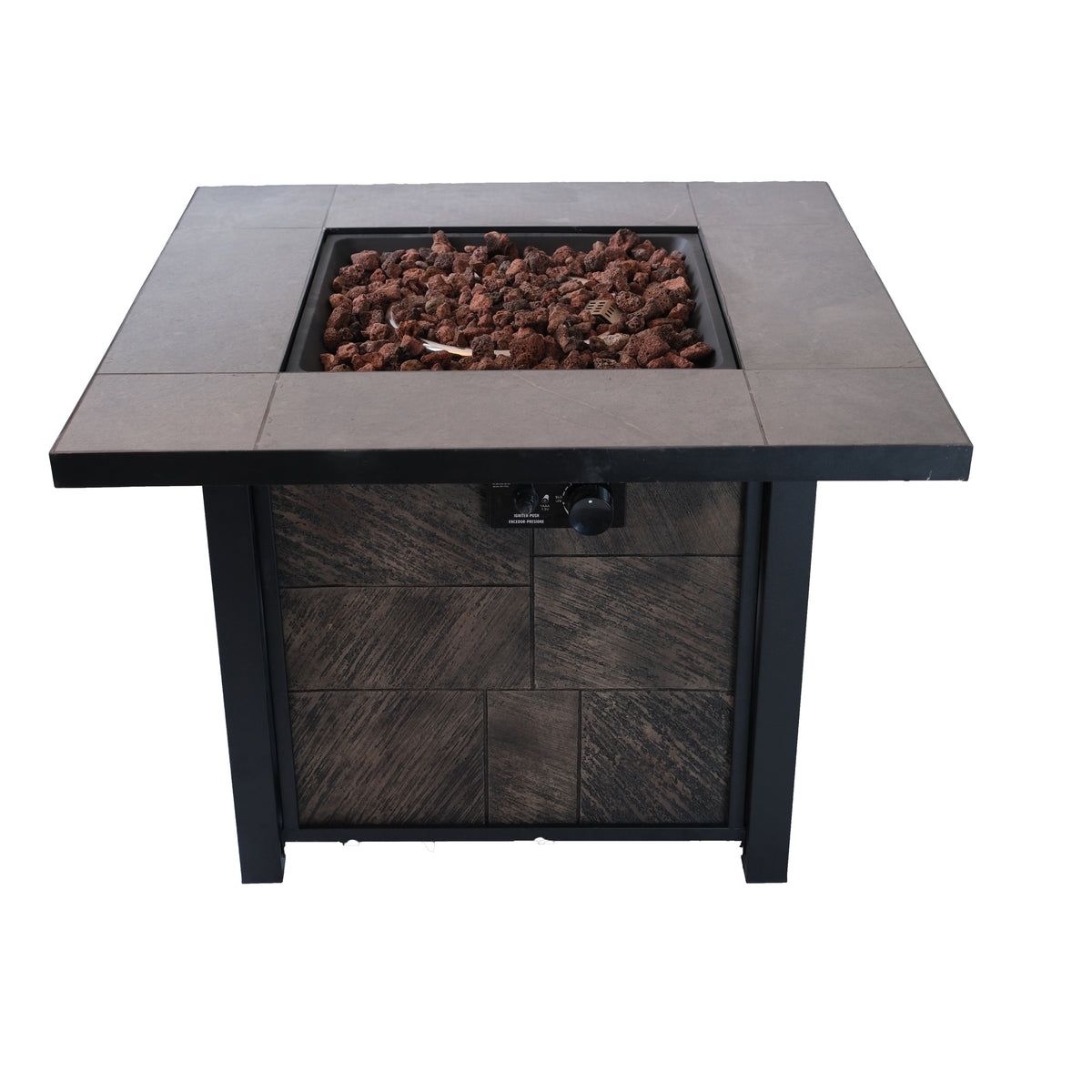 50000 BTU, CSA Certification SquareGas Fire Table ,Contain 5 kg Lava Stone And Rainproof Cover,Magnesium Oxide Wood Grain Surface Finished,More Suitable for Outdoor Garden Backyard and Durable W2734P194105-djyc