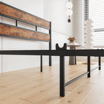 Full Size Platform Bed Frame with Rustic Vintage Wood Headboard, Strong Metal Slats Support, No Box Spring Needed W840P144083-djyc