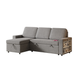 85.8" Pull Out Sleeper Sofa L-Shaped Couch Convertible Sofa Bed with Storage Chaise And Storage Racks,With USB Port And T-pyce Port W834S00268-djyc