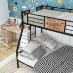 Twin Over Full Metal Bunk Bed, Heavy Duty Metal Bed Frame with Safety Rail , 2 Side Ladders & Decorative Wood ,No Box Spring Needed W840126707-djyc