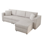 106.3" Soft Rabbit Plush 3-Person Sofa. Matches 30.7" Ottoman with Hydraulic Lift. Comfortable & Stylish. For Bedroom & Living Room. Light Gray. Modern Furniture. Modular Design. W1767S00010-djyc