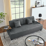 Linen Fabric 3 Seat Sofa with Two End Tables and Two Pillows, Removable Back and Armrest, Morden Style Upholstered 3-Seat Couch for Living Room W487139512-djyc