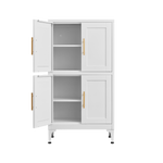 White Metal Kitchen Storage Cabinet, Kitchen Pantry Storage Cabinet with Doors and Shelves, Storage Cabinet with Adjustable Leveling Foot for Kitchen, Living Room and Dining Room W W328P194192-djyc