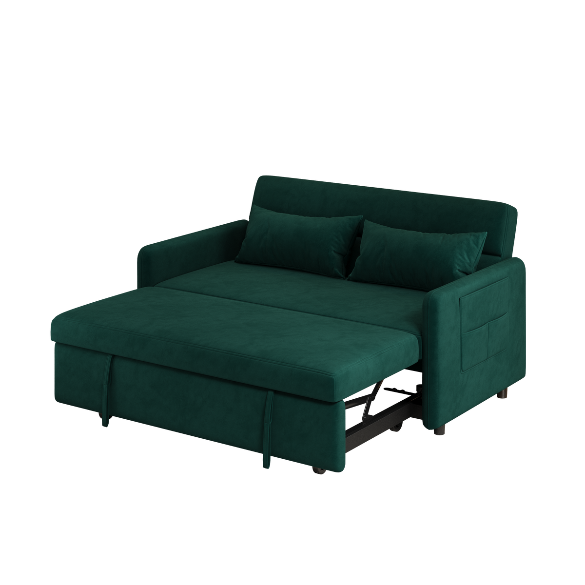 Sofa Pull Out Bed Included Two Pillows 54" Green Velvet Sofa for Small Spaces W1278125092-djyc