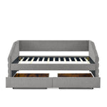 Twin Size Daybed with Two Drawers Trundle Upholstered Tufted Sofa Bed, Linen Fabric, Grey (82.5"x42.5"x34") W487S00165-djyc