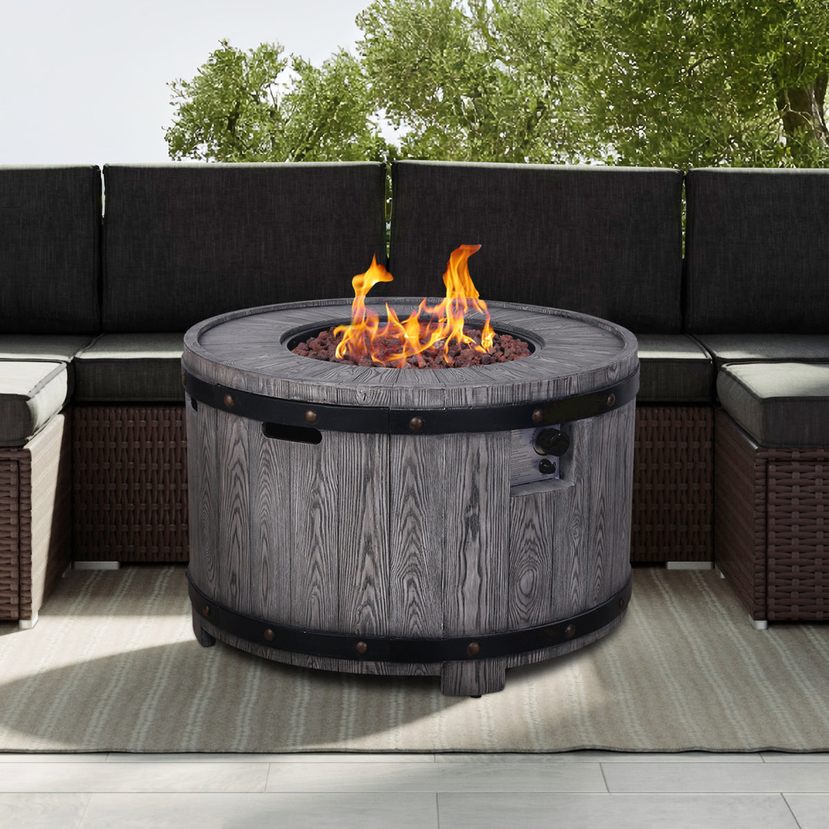 Hot Sales Product Faux Wood Grain Gas Fire Pit Table, Create A Wild-joy Resort On Your Patio With This Fire Pit Table W2029120113-djyc