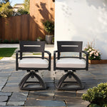 Outdoor Patio Aluminum Swivel Rocker 2PCS with Outdoor-grade Sunbrella Fabric Cushions, Ember Black W1886P163383-djyc
