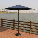 8.8 feet Outdoor Aluminum Patio Umbrella, Patio Umbrella, Market Umbrella with 33 pounds Round Resin Umbrella Base, Push Button Tilt and Crank lift, Navy Blue B010S00243-djyc