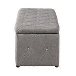 1 Piece Rectangular Storage Ottoman Fabric Linen with 2 Set Ottomans (Beige) W136060484-djyc