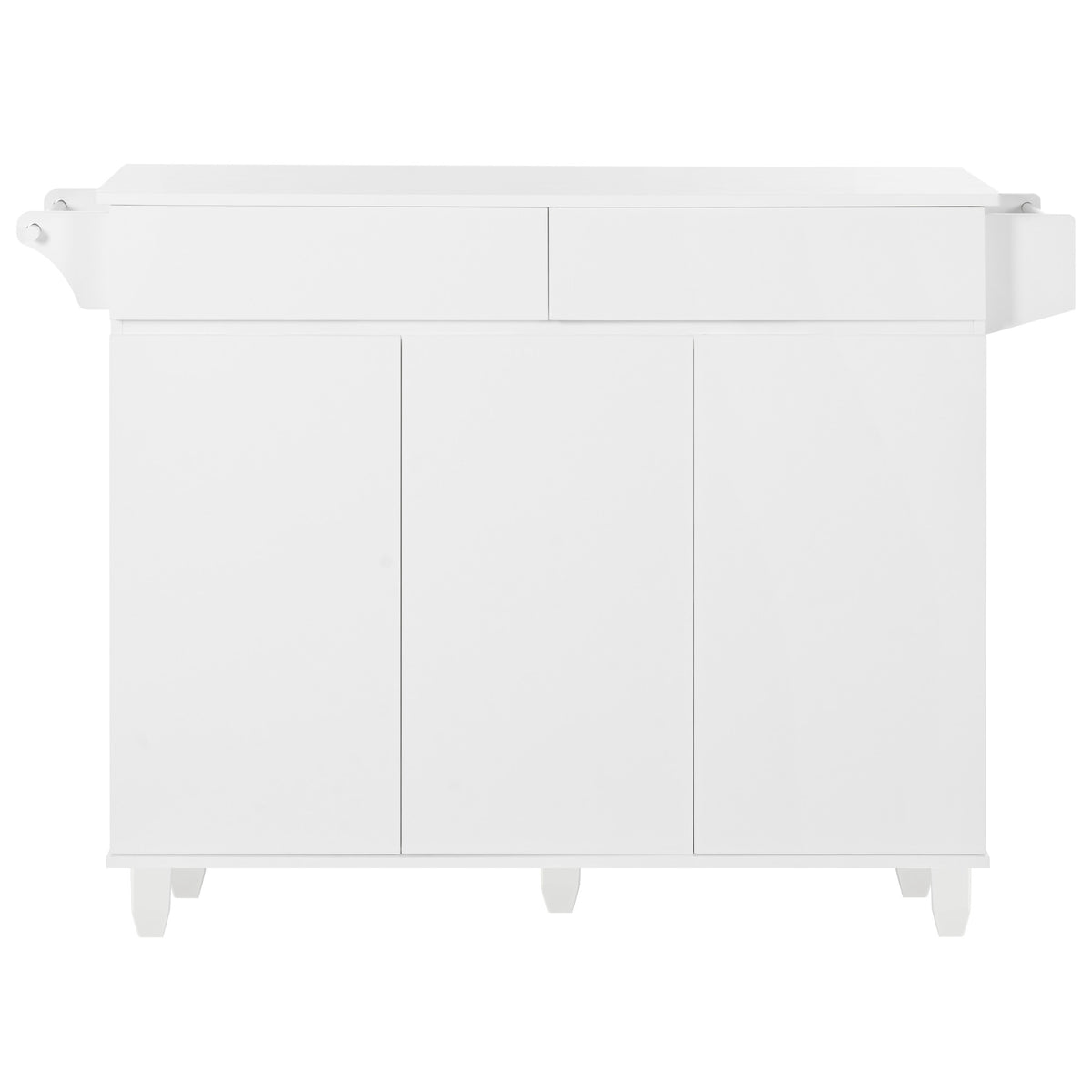 K&K 53.2''Kitchen Island with Drop Leaf, Kitchen Storage Cart with Spice Rack, Towel Rack and 2 Drawers, Rolling Kitchen Island on Wheels with Adjustable Shelves for Kitchen, Dining Room, White N707P173041W-djyc