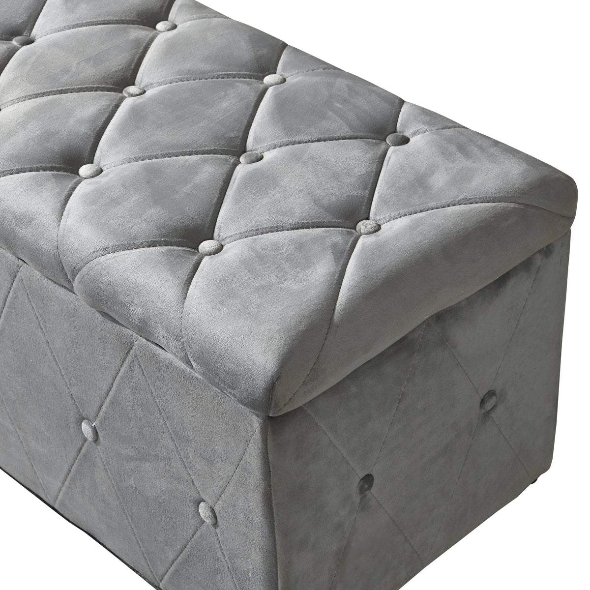 1 Piece Rectangular Storage Ottoman Short velvet with 2 Set Ottomans (Light Gray) W136060471-djyc