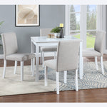 5 Piece Wooden Dining Table Set, Kitchen Table Set with a Square Table and 4 Upholstered Chairs, Wooden Dining Room Table with Crystal Decoration and Chairs Set for Kitchen, Dining Room, White W1998S00043-djyc