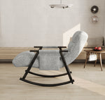 Casual folding rocking chair upholstered, lounge rocking chair adjustable high back and foot rest,side pockets placed in living room bedroom balcony W1669P163321-djyc