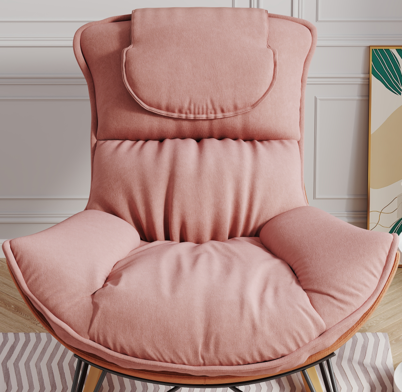 Leisure sofa single rocking chair, light luxury sofa chair, balcony leisure area single chair, comfortable and breathable characteristic chair, detachable and washable seat cushion (Color: Pink) W1669P152763-djyc