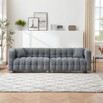 Elegant 102-Inch Gray Teddy Velvet Sofa for Living Room, Bedroom, or Apartment - Comes with Two Throw Pillows and Sturdy Hardware Feet for Enhanced Support W1278S00022-djyc