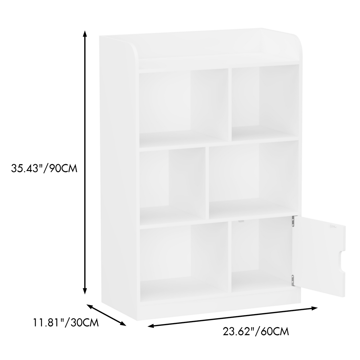 Kids Bookcase, Bookshelf with 6 Compartments, Freestanding Shelves and Cube Organizer, for Bedroom Living Room Office Closet School in White W808P171979-djyc