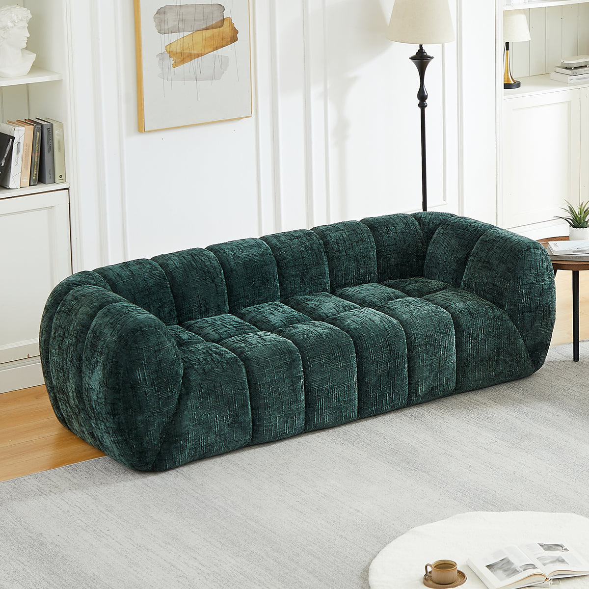 Chenille Pure Foam Sofa, Modern Quilted Cloud Sofa, Deep-Seat Chenille Pure Foam Sofa, Comfortable Modern Sofa, Suitable for Living Rooms, Bedrooms, and Apartments-W834P442223