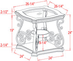 End table,Glass table top, MDF W/marble paper middle shelf, powder coat finish metal legs. (26.3"Lx26.3"Wx24"H) W48720761-djyc