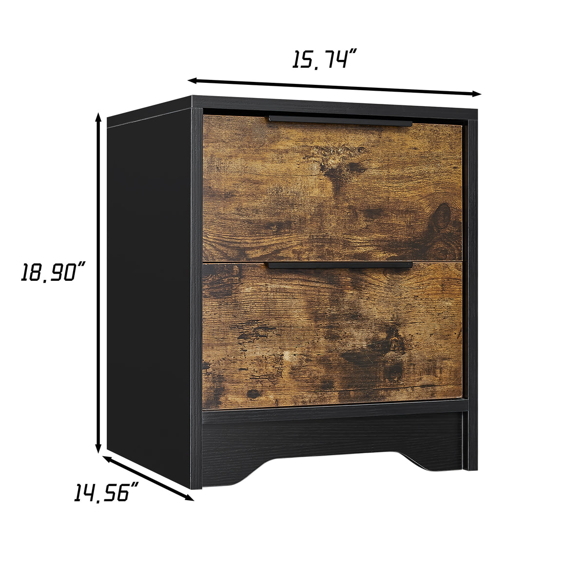 Black Wooden Nightstand with Two Drawers for Bedrooms and Other Places. W328127497-djyc