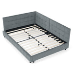 Full Size Upholstered Tufted Bed Frame, Sofa Bed Frame with Comfortable Backrest and Armrests, Full Size Bed for Bedroom, Living Room,Velvet, Grey(80.5''*59''*30.5'') W487S00224-djyc