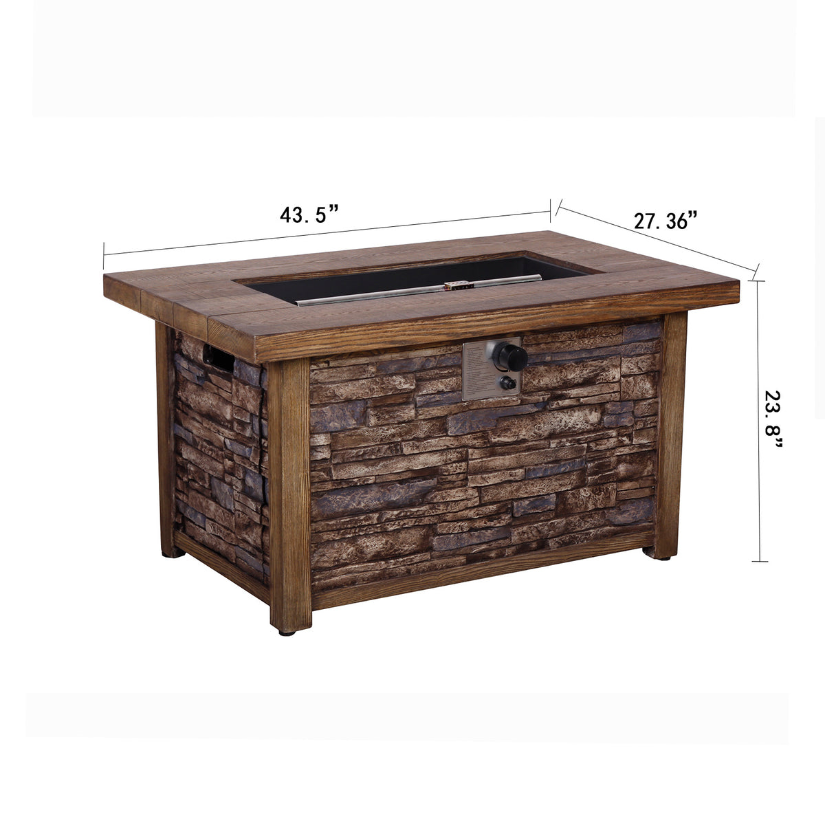 Best Choice Product 50,000 BTU Rectangle Fire Pit Table, Faux Woodgrain Top And Faux Stone Texture Base Propane Gas Fire Table For Outdoor W2029120115-djyc