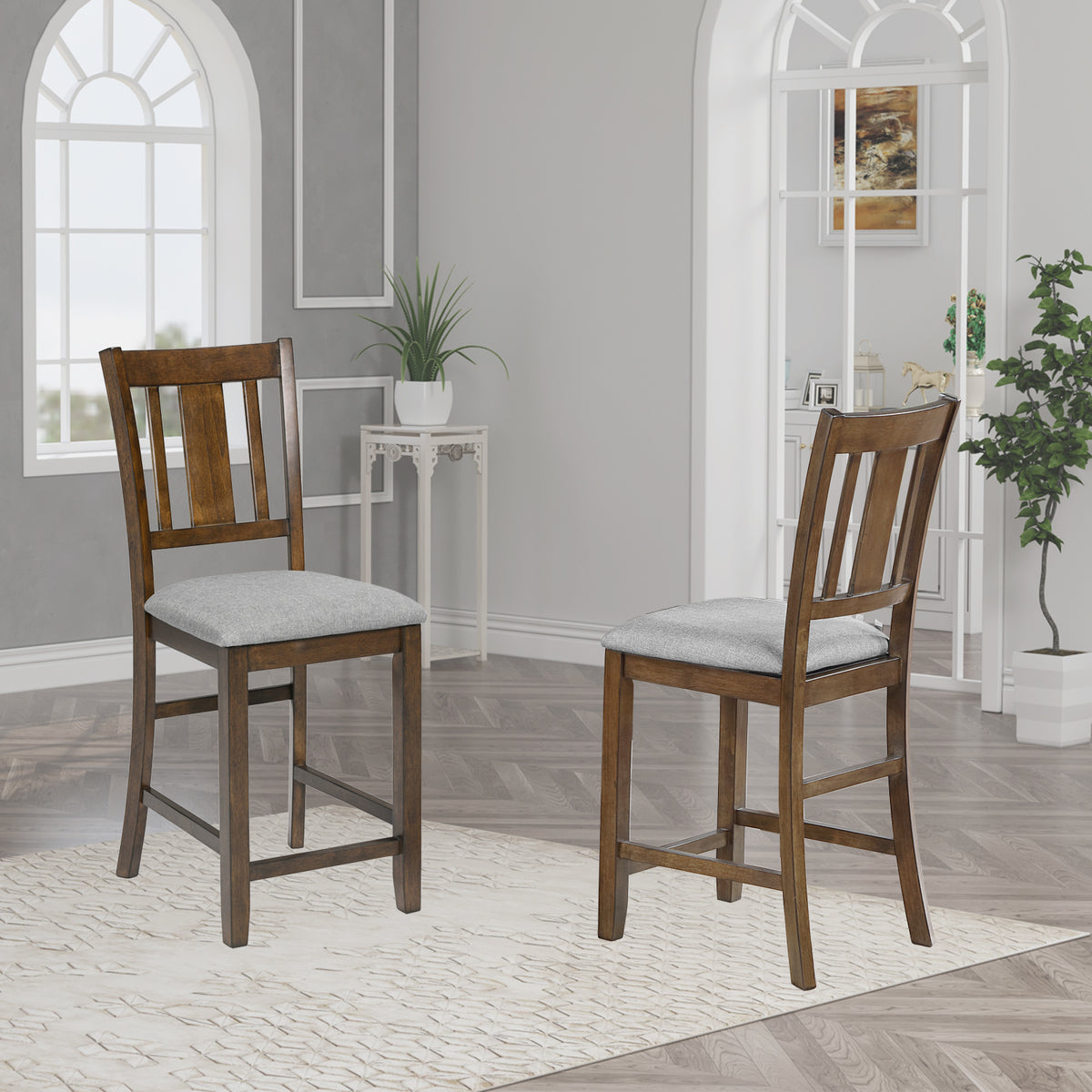 Dining Room Furniture Counter Height Chairs Setfor 4, Kitchen Chair with Padded Seat, Walnut W1998126394-djyc